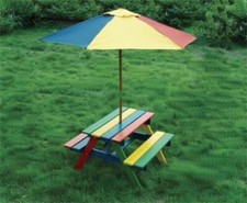 Kids Picnic Table with Parasol