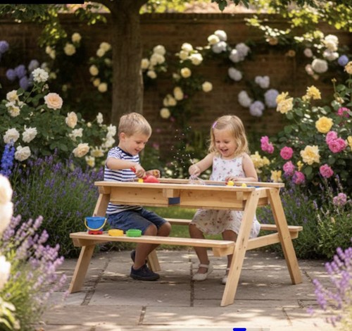 Wooden kids picnic table sand - wooden,